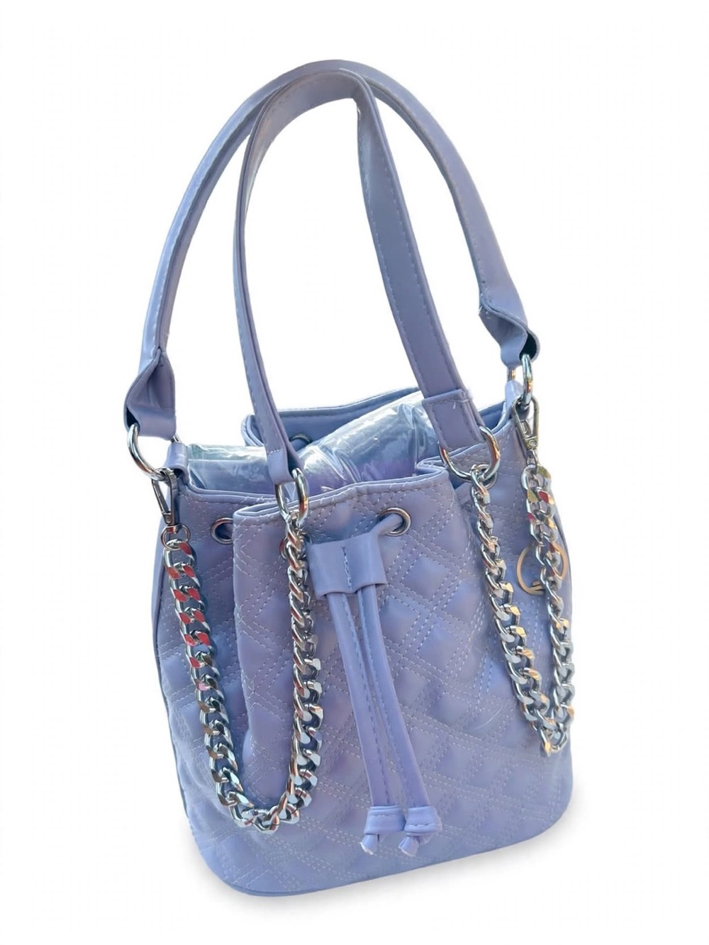 Lavender Quilted Drawstring Bucket Bag - Unbranded